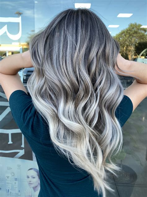 silver blonde balayage